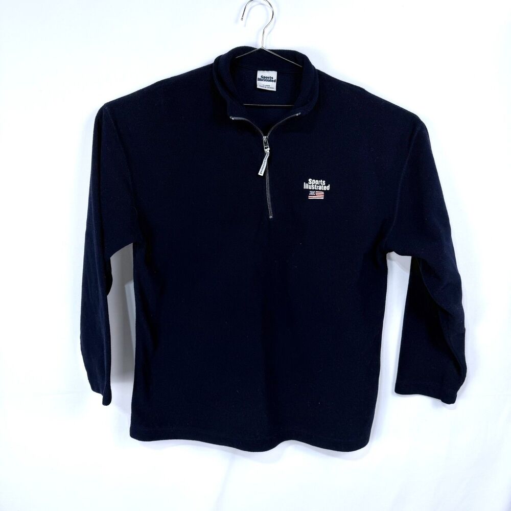 90's Sports Illustrated USA Flag Navy Blue Quarter Zip Pullover Adult XL